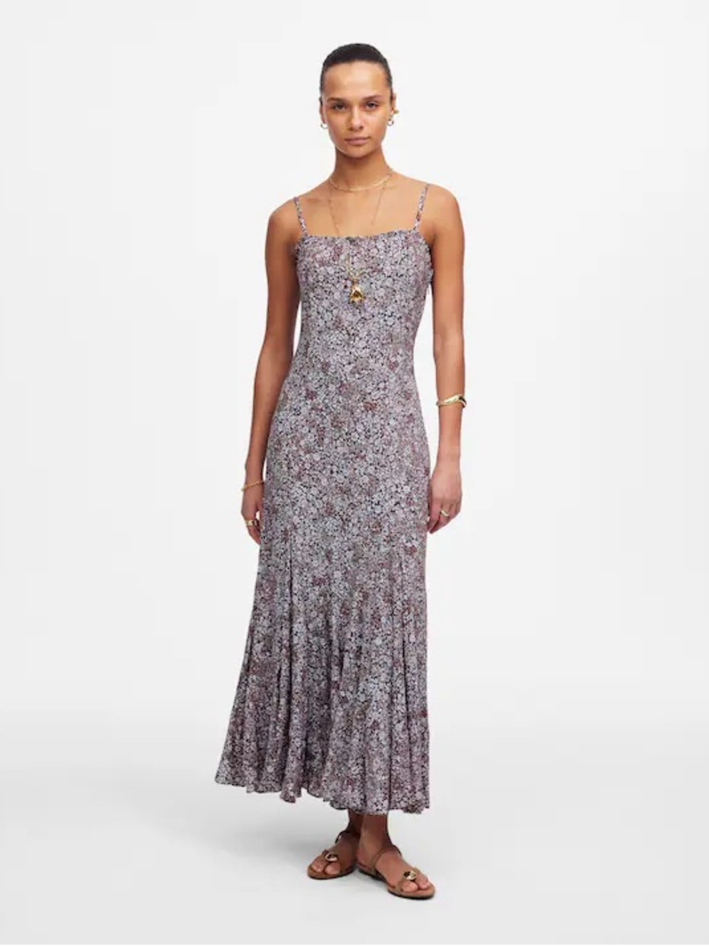 NWT Madewell Squareneck Sleeveless Maxi Dress in Floral